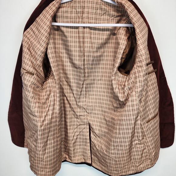 Saddlebred Corduroy Blazer Size 44R Maroon 2 Button Academia Professor Preppy - Picture 4 of 11